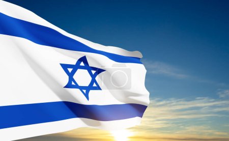 Ilustración de Bandera de Israel en el fondo del cielo. EPS10 vector - Imagen libre de derechos