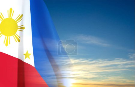 Ilustración de Bandera de Filipinas en el fondo del cielo. Fondo patriótico. EPS10 vector - Imagen libre de derechos