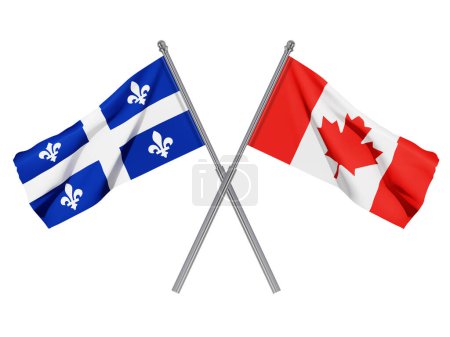 Illustration for Quebec and Canada crossed flags. EPS10 vector - Royalty Free Image