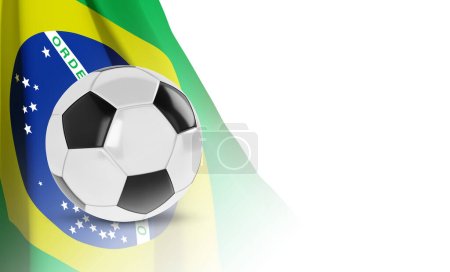 Illustration for Soccer ball with flag of Brazil on white background. EPS10 vector - Royalty Free Image