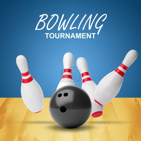Illustration for Bowling tournament poster. EPS10 vector - Royalty Free Image