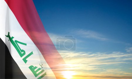 Drapeau de l'Irak sur fond de ciel. Vecteur EPS10