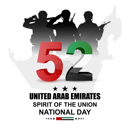 Vereinigte Arabische Emirate 51 Nationalfeiertag. Grußkarte zum Nationalfeiertag, Gedenktag,. 2. Dezember 2022. EPS10-Vektor