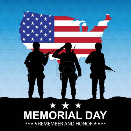 Silhouetten von Soldaten mit US-Flagge. Grußkarte zum Veteranentag, Gedenktag, Unabhängigkeitstag