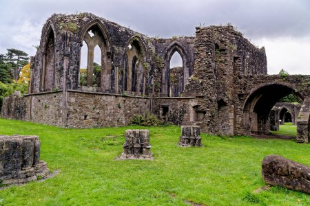 Photo for The remains of the Chapter House of the Cistercian Abbey, Margam Country Park. Margam Country Park, Margam, Port Talbot, South Wales, United Kingdom - 15th of October 2022 - Royalty Free Image