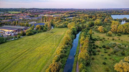 Photo for Aerial view of english landscape near Theale, Reading - West Berkshire United Kingdom. 15th of June 2023 - Royalty Free Image