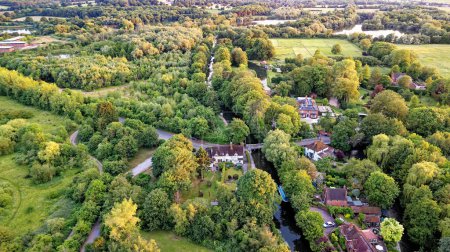 Photo for Aerial view of english landscape near Theale, Reading - West Berkshire United Kingdom. 15th of June 2023 - Royalty Free Image