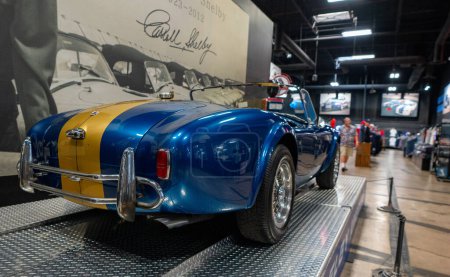Photo for Las Vegas, Nevada, USA, September 10, 2022 : An original AC Cobra and ford mustang gt in the Carroll Shelby Heritage Center - Royalty Free Image