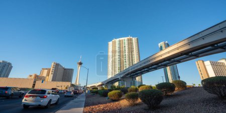 Photo for Las Vegas, Nevada, USA, September 10, 2022 : the cityscape and buildings of Las Vegas with traffic - Royalty Free Image