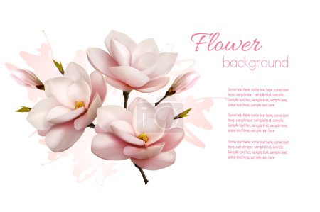 Ilustración de Flower Background With Beautiful Magnolia. Vector. - Imagen libre de derechos