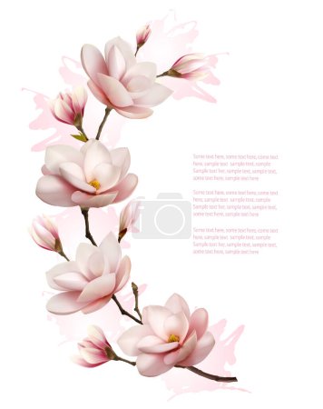 Téléchargez les illustrations : Beau fond magnolia rose. Vecteur. - en licence libre de droit