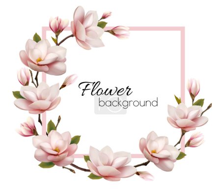 Ilustración de Hermoso fondo de magnolia rosa. Vector. - Imagen libre de derechos