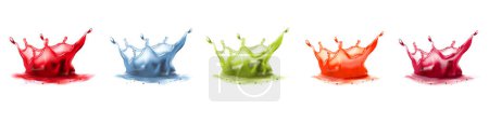 Illustration for Tansparent juice splashes, drops isolated on transparent background.Juice crown splashes with drops. Vector illustration - Royalty Free Image