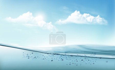 Photo for Underwater part and white clouds. Vector illustration - Royalty Free Image