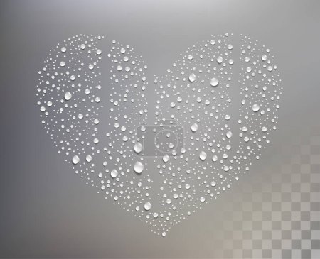 Téléchargez les illustrations : Gouttes d'eau en forme de coeur sur le fond transparent. Vecteur - en licence libre de droit
