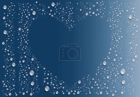 Photo for Realistic transparent water droplets raindrops framing a heart on the window glass. Vector - Royalty Free Image