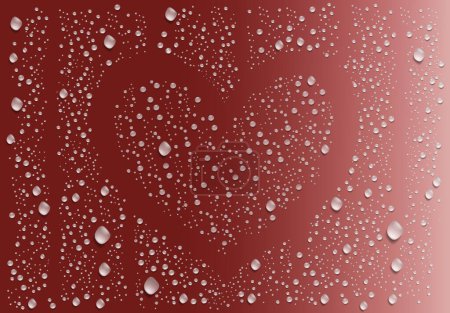 Photo for Realistic transparent water drops, raindrops on window glass and a heart outline. Valentine's Day holiday background. Concept of love. Vector - Royalty Free Image