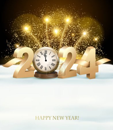 Photo for Happy New Year background with 2024 and fireworks. Vector. - Royalty Free Image