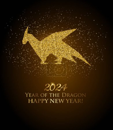 Ilustración de Feliz Año Nuevo 2024 fondo. Año del concepto Dragón. Vector - Imagen libre de derechos