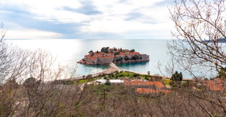 Sveti Stefan is a town in Budva Municipality, on the Adriatic coast of Montenegro, approximately 6 kilometres southeast of Budva.