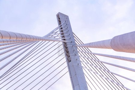 The Millennium Bridge is a cable stayed bridge that spans the Moraca river in Podgorica, Montenegro.