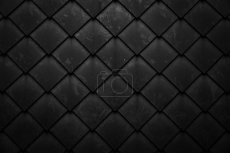 Diamond shaped fish scale tiled wall texture background close up