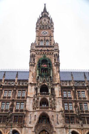 The Rathaus-Glockenspiel in Munich is a tourist attraction clock in Marienplatz, the heart of Munich, Germany.
