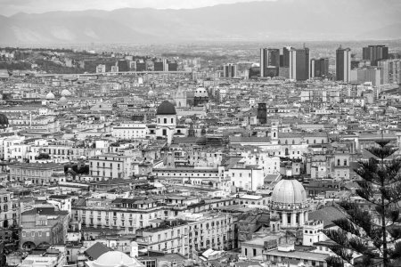 Aerial cityscape view of the city of Naples, from castel Sant'Elmo, Campania, Italy.