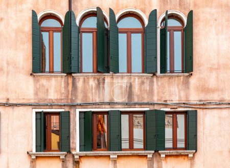 Typical Venetian architecture and window detail from Venice, Italy.