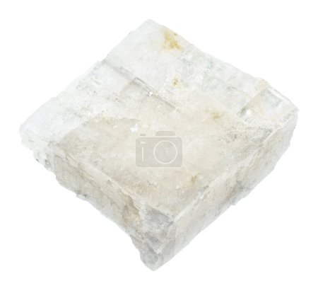 Photo for Close up of sample of natural stone from geological collection - raw colorless calcite mineral isolated on white background from Dalnegorsk, Primorye - Royalty Free Image