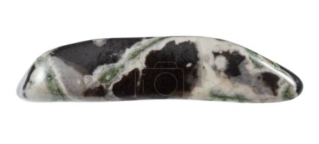 Foto de Primer plano de la muestra de piedra natural de la colección geológica - hornfels en tambor mineral aislado sobre fondo blanco de Khakassia - Imagen libre de derechos