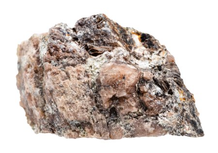 Téléchargez les photos : Gros plan de l "échantillon de pierre naturelle de la collection géologique - minéral andalousique non poli isolé sur fond blanc d'Andalousie, Espagne - en image libre de droit