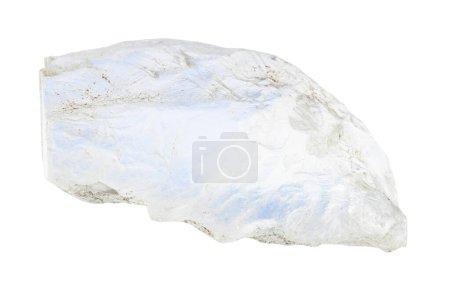 Photo for Close up of sample of natural stone from geological collection - unpolished moonstone mineral isolated on white background from Tanzania - Royalty Free Image