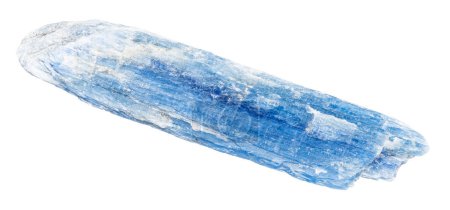 Photo for Close up of sample of natural stone from geological collection - rough blue kyanite crystal isolated on white background from Brazil - Royalty Free Image