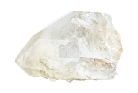 Photo for Close up of sample of natural stone from geological collection - unpolished rock-crystal isolated on white background from Bashkiria - Royalty Free Image