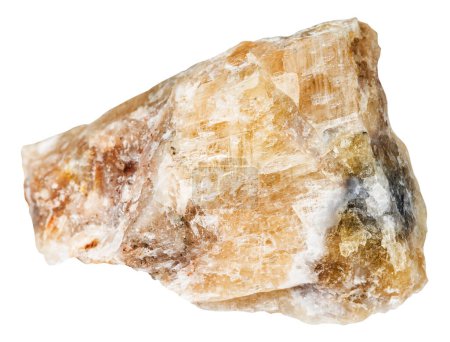 Photo for Close up of sample of natural stone from geological collection - unpolished cancrinite mineral isolated on white background from Southern Urals - Royalty Free Image