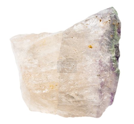 Photo for Close up of sample of natural stone from geological collection - raw fluorite mineral isolated on white background - Royalty Free Image