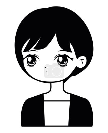 Ilustración de Anime diseño femenino sobre blanco - Imagen libre de derechos
