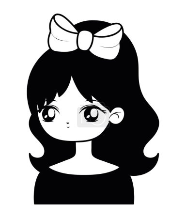 Ilustración de Anime dama de diseño sobre blanco - Imagen libre de derechos