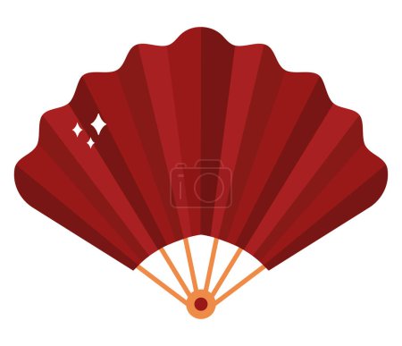 Red hand fan over white