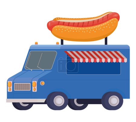 Illustration for Hot dog truck over white - Royalty Free Image