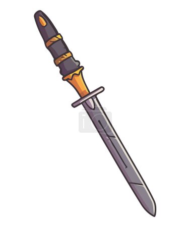 Illustration for Samurai sword at the edge of battle over white - Royalty Free Image