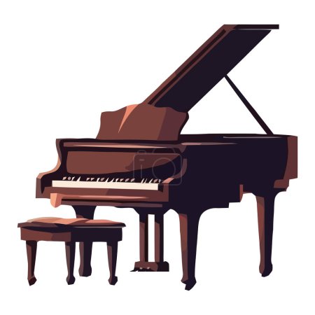Ilustración de Diseño clásico negro del piano sobre blanco - Imagen libre de derechos