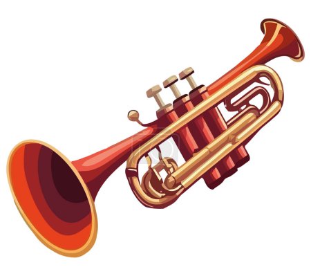 Téléchargez les illustrations : Design de trompette brillant sur blanc - en licence libre de droit