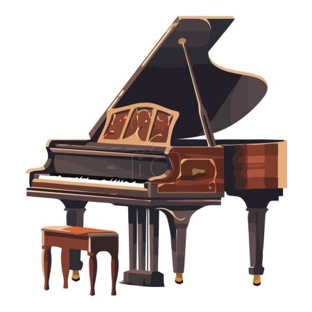 Wooden classic piano design over white