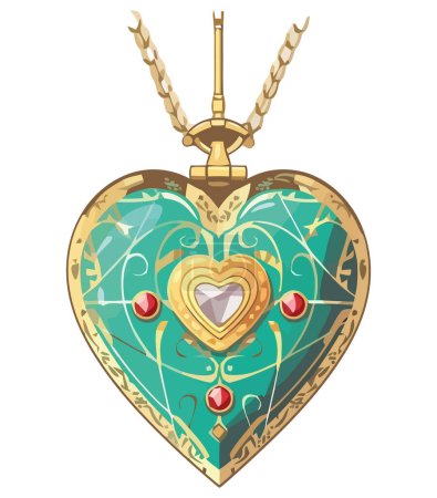 Illustration for Necklace in heart shape over white - Royalty Free Image