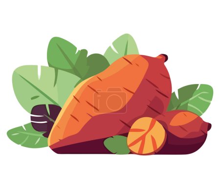 Illustration for Organic fruit and vegetable meal over white - Royalty Free Image