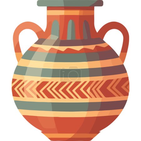 Illustration for Ancient amphora pottery vase over white - Royalty Free Image