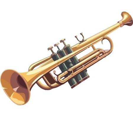 Ilustración de Trompeta clásica brillante sobre blanco - Imagen libre de derechos