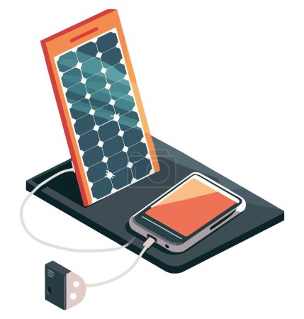 Téléchargez les illustrations : Technologie moderne en panneau solaire sur blanc - en licence libre de droit